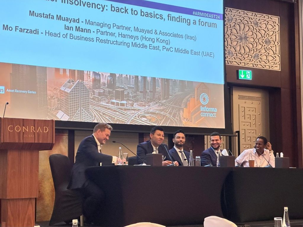 Muayad & Associates is delighted to share that our Managing Partner, Mustafa Muayad, participated as a speaker at the prestigious Asset Recovery Series Middle East event held in Dubai. It was a tremendous honor for our firm to be part of this impactful gathering of industry leaders.